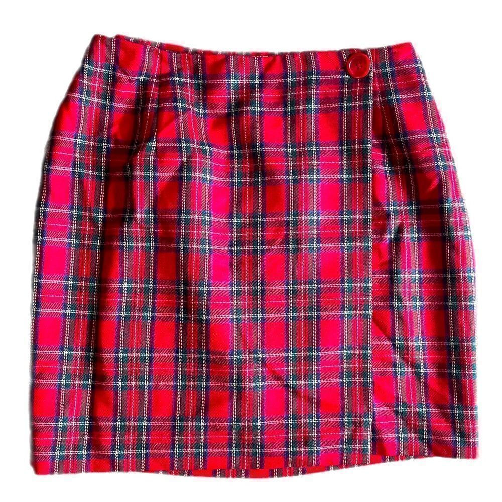 KGR Vintage Tartan Plaid Style Multi-color Wrap Skirt, size 8